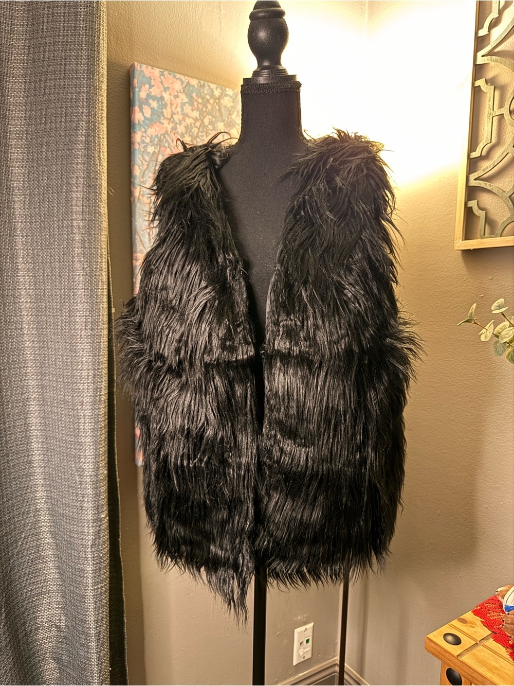 Hayden Black Faux Fur Vest
